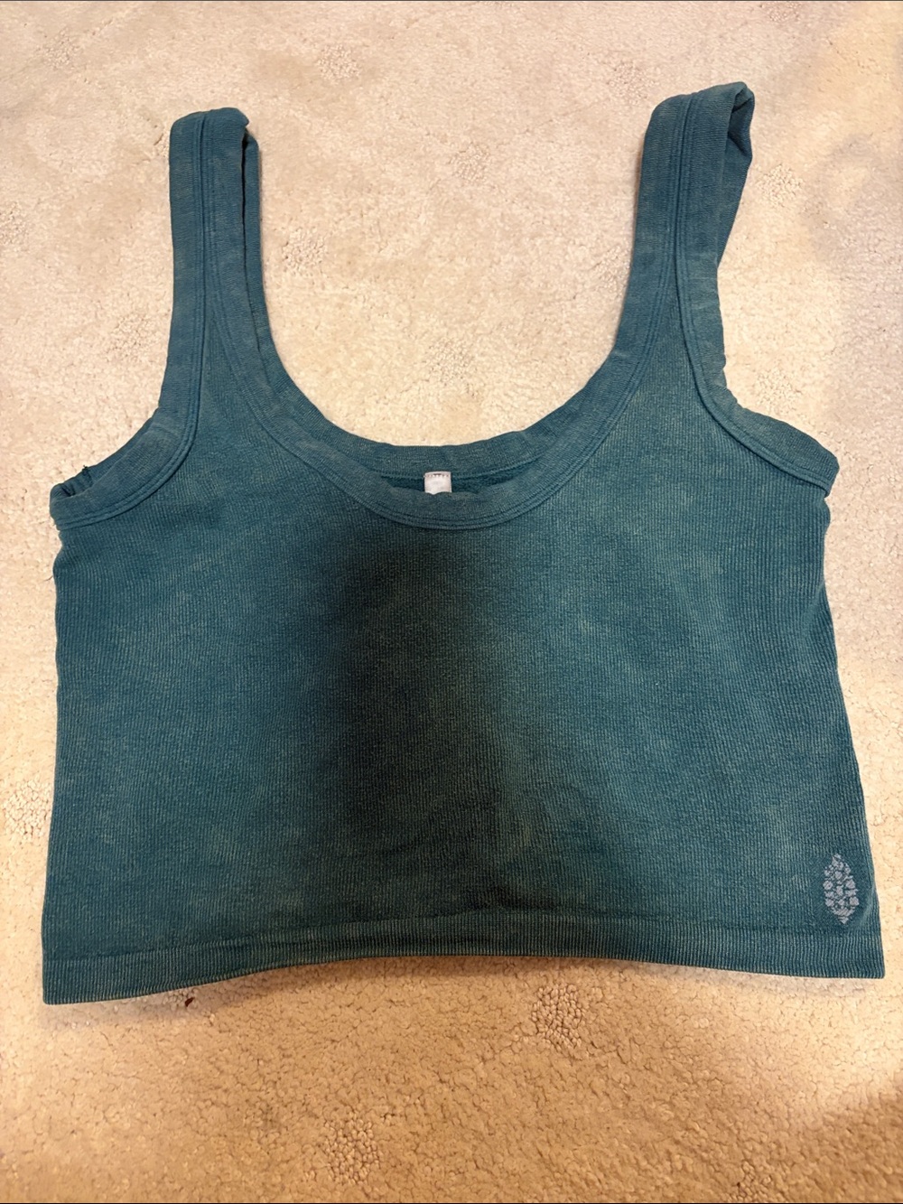Free People Movement Women's Teal Scoop Neck Crop Tank Top Stretchy M/L